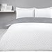 Sleepdown Mini kropki szare białe dwustronne łatwe w pielęgnacji poszewka na kołdrę zestaw pościeli z poszewką na poduszkę - pojedyncza (135 cm x 200 cm), mieszanka bawełny