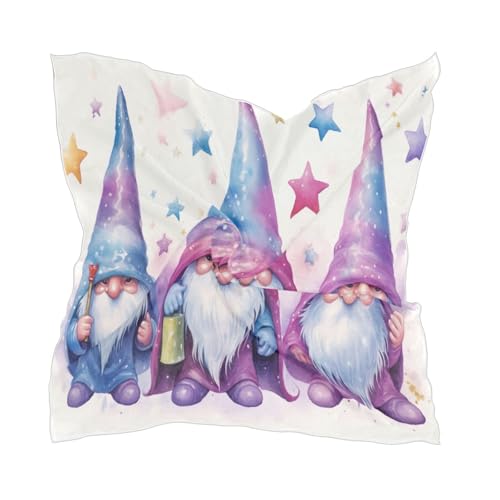 Christmas Gnomes Silk Like Head Scarf for Women,Soft Fashion Neck Scarf Square Satin Head Scarf 23.6 Inches