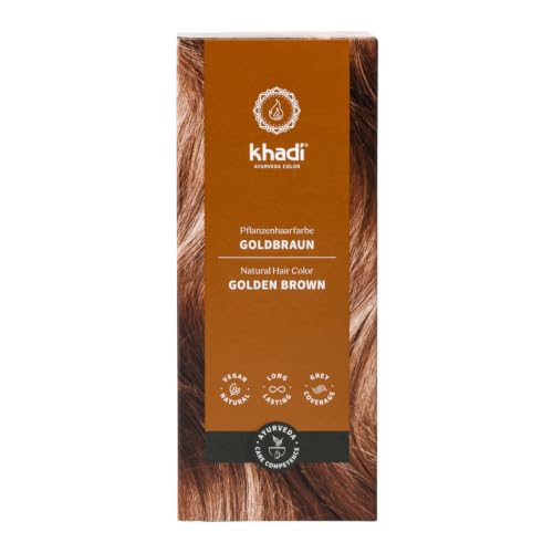 khadi Goldbraun Pflanzenhaarfarbe, Naturhaarfarbe Bernsteinbraun, 100 g