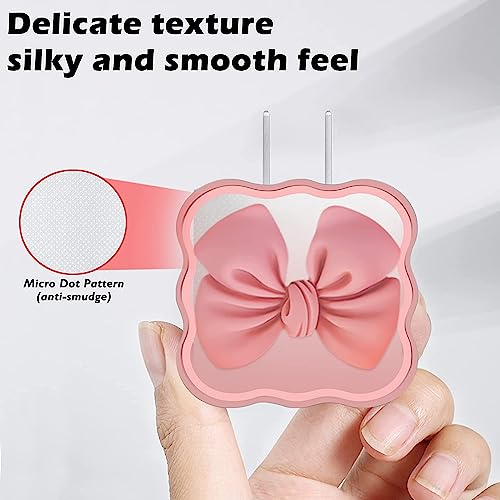 Image of iPhone Charger Case,Accessories,Protective Case for 18W 20W iPhone 14 13 12 11 Pro Max Fast Charging Cable Adapter Charger, Cute Lightning Data Cable Case for iPhone Charger,(Pink Bow)
