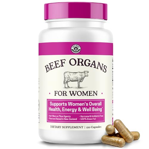 Beef Organ Supplement for Women - Beef Liver, Kidney, Heart and Uterus Tissue, Supports Women's Overall Energy and Health - Pasture Raised in New Zealand - No Fillers or Flow Agents - 120 Capsules