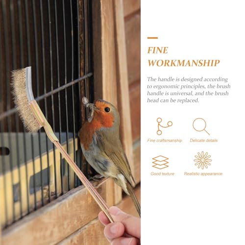 Image of Hemobllo Bird Cage Cleaning Brush Wire Brush with Long Handle 9.44 Inch Practical Cage Cleaner for Small Animals and Bird Feeders Durable Steel Bristles