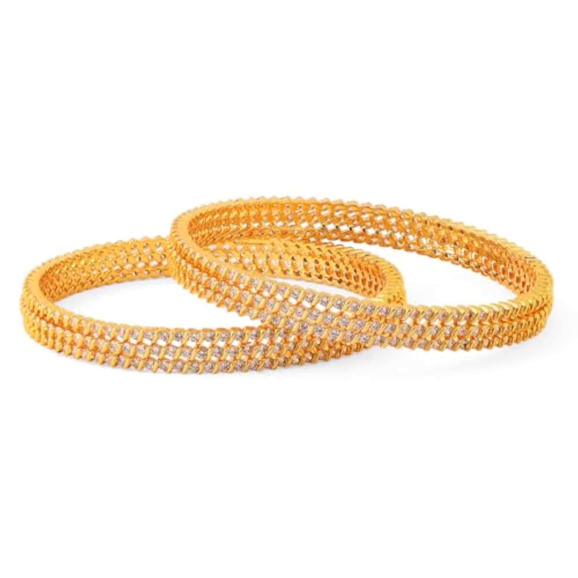 Elegant Cubic Zirconia Studded Bangle Set for Weddings & Festivities