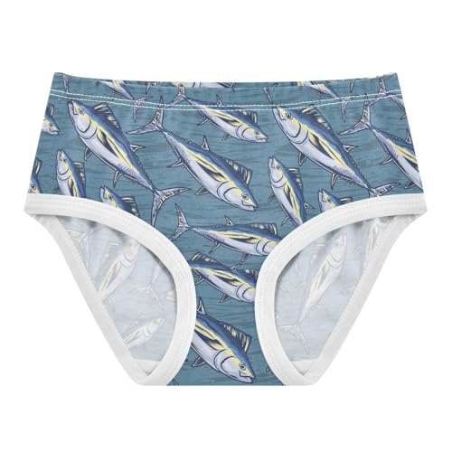 Little Girls' Soft Cotton Underwear Kids Breathable Comfort Marine Tuna Fish Panties Briefs Toddler