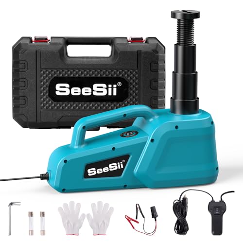 Seesii - Gato hidráulico (5 toneladas, 3 toneladas, 12 V, eléctrico para coche, con luz LED, control remoto, herramienta de cambio de neumáticos de emergencia portátil para SUV, sedán, camión, camión