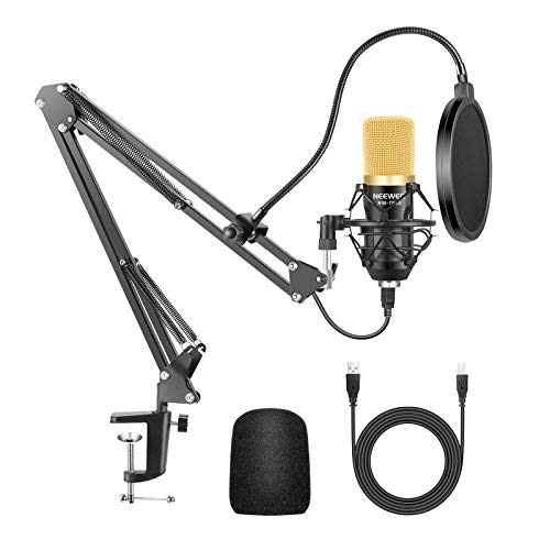Neewer Profesional NW-7000 USB Micrfono de Condensador Estudio y NW-35 Brazo de Tijera de Suspensin con Montura Contra Choque y Kit de Abrazadera de Montaje de Mesa para Difusin y Grabacin (Negro)