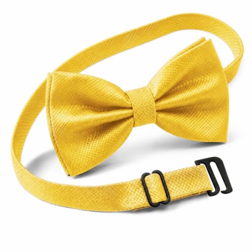 Man of Men Bow Tie for Men Polyester Solid Pretied Bowties Adjustable Tuxedos Bowtie for Weddings & Groom’s Gift – Bow Ties for Women (1, Yellow)