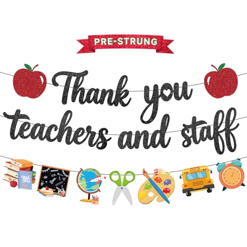 Pre-Strung Teacher Appreciation Decorations NO-DIY Teacher Appreciation Banner Thank You Teachers and Staff Banner for Classroom Office Teachers Day School Party