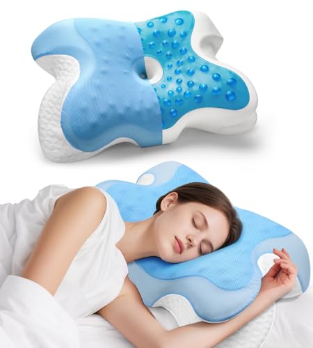 Memory Foam Pillow - Cooling Pillow Neck Pillow Cervical Pillow for Neck Pain Relief - Hollow Design Odorless Ergonomic Side Sleeper Pillows with Breathable Case, Neck Pillows for Side & Back Sleepers