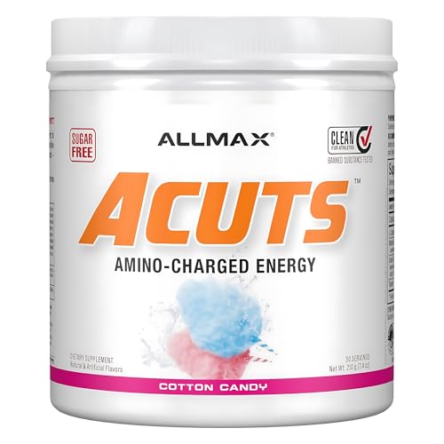 AMINOCUTS (ACUTS), Amino-Charged Energy Drink with Taurine, L-Carnitine, Green Coffee Bean Extract, Cotton Candy, 210 g - 30 Servings