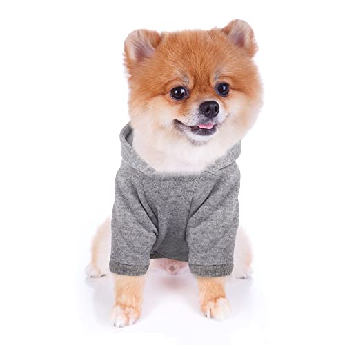 YAODHAOD Dog Hoodie, Winter Dog Sweaters Pet Warm Sweatshirt Cold Weather Puppy Clothes Coat for Ultra Small and Small Hooded Outfits Cat Apparel (L, Gray)