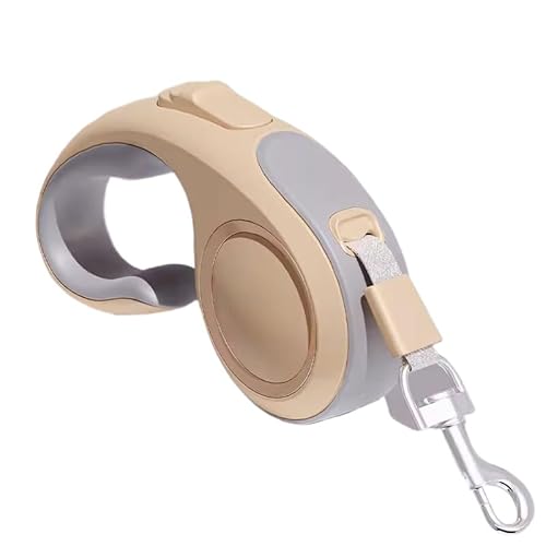 WEZANHI 伸縮式犬用リード、ロング、自動巻き、テディベア用、屋外用、LEDライトリング付き、長さ3m/5m、ホワイト、ブルー、グレー、パープル