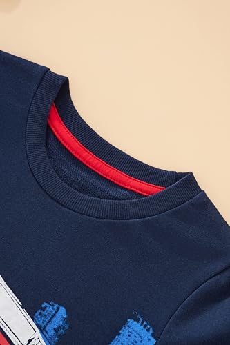 Image of Akyzic Boys Sweatshirts Cotton Long Sleeve Crewneck Pullover Toddler Kids Winter Warm Shirt Sweater Tops 3t-8t
