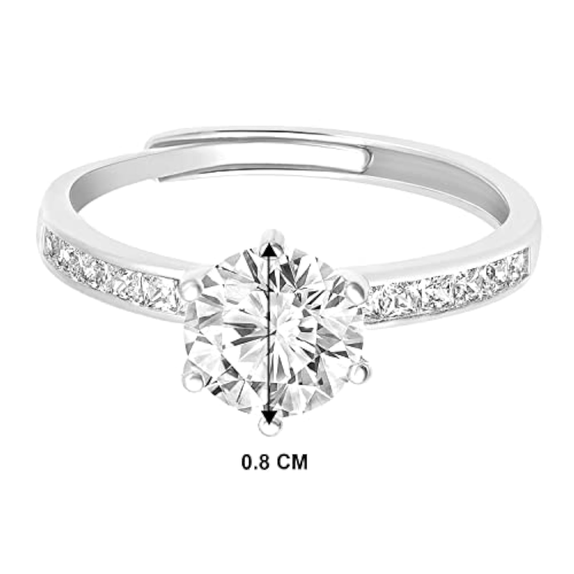 Cubic Zirconia Studded Plated Solitaire Adjustable Finger Ring, Stylish Jewellery