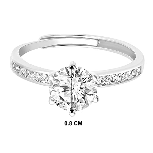 Cubic Zirconia Studded Plated Solitaire Adjustable Finger Ring, Stylish Jewellery