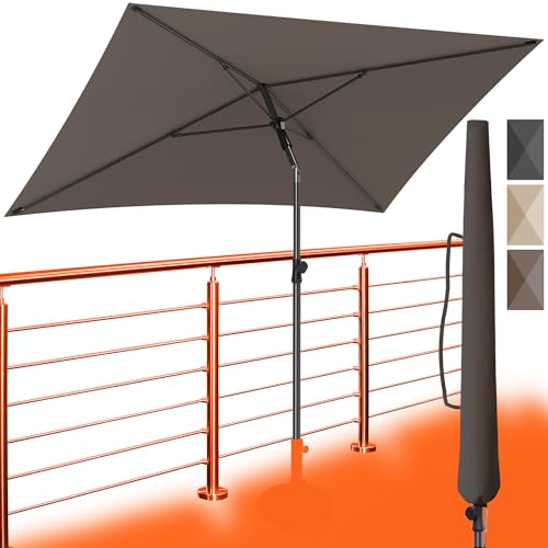 4smile Sonnenschirm Balkon 200x125 cm mit Schirmhülle, Taupe - UV50+ Sonnenschirm rechteckig knickbar höhenverstellbar, Sommer Schirm für Sonnenschutz Balkon als Ersatz für Ampelschirm 4smile Sonnenschirm Balkon 200x125 cm mit Schirmhülle, Taupe - UV50+ Sonnenschirm rechteckig knickbar höhenverstellbar, Sommer Schirm für Sonnenschutz Balkon als Ersatz für Ampelschirm