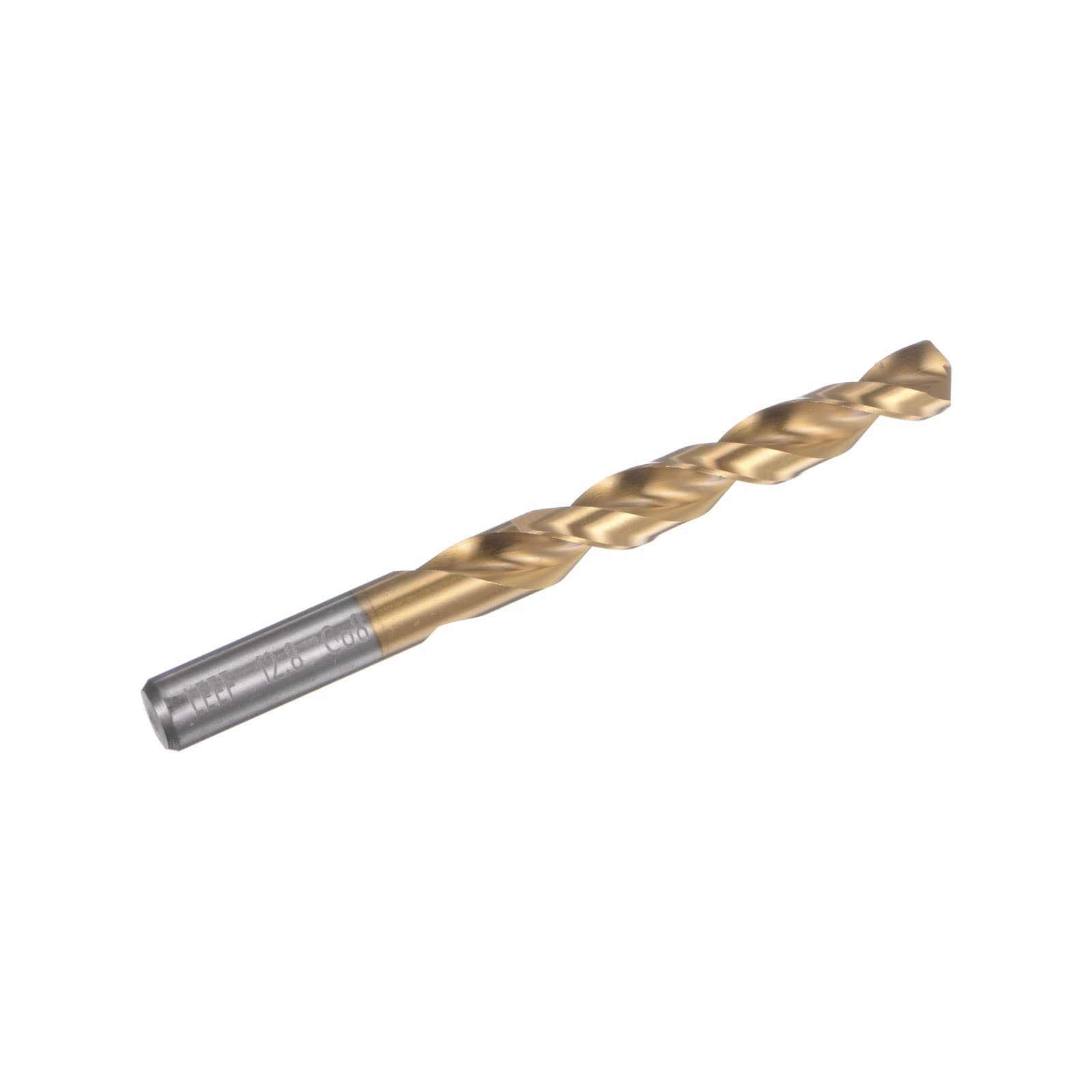 sourcing map Helicoidal Barrena 12,8mm Titanio Revestido (HSS-E) M42 Alta Velocidad Acero 8% Cobalto Recto Vástago para Inoxidable Acero Aluminio Aleación Metal