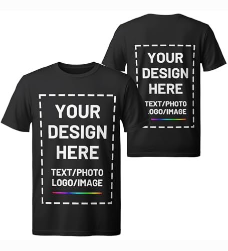Custom T Shirts for Men Women, Personalized Shirts with Photo Logo Text, Customized T-Shirt Front & Back Print