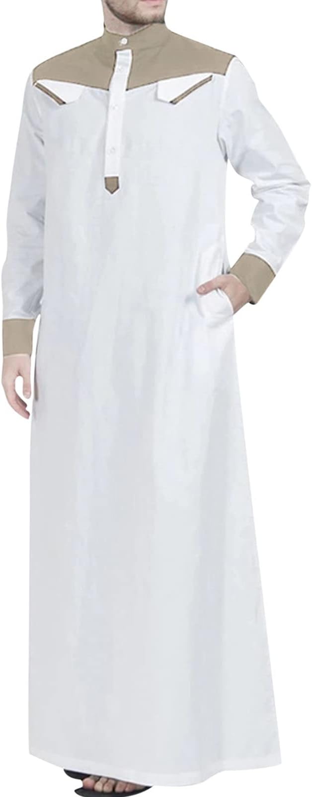 Mens Long Sleeve Kaftan Thobe Mens Thobes Muslim Plain Arabic Kurtas Jubba Thobe for Men Men Shoes for Shalwar Kameez Islamic Prayer Clothes Men African Mens Clothing Big and Tall UK Sales Clearance