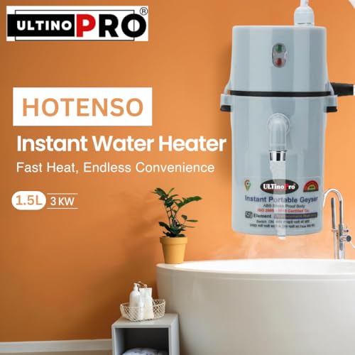 Image of Instant Water Geyser 1L | Portable Electric Water Heater for Bathroom, Kitchen, Salon, Clinic, Office, Lab & Home Use | ABS Body | Energy Efficient (Grey /Geyser)