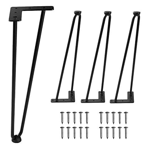 Ironalita Hairpin Legs, Metal Legs for Furniture Set of 4, Modern Home DIY Projects for Nightstand Coffee Table End Table Bar Stool Sofa with Floor Protector Pads 4PCS (16 inch,Black) Cover