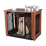 Wooden Decorative Dog Crate Furniture Table Wire Door with Lock Small Animal House with Removable...