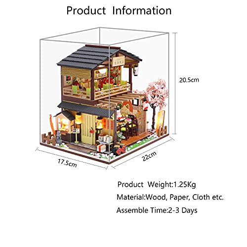Magqoo Miniature Dollhouse Kit Diy Dollhouse Kit Diy House Kit Wooden Mini Doll House Kit Creative Room With Dust Cover(Sushi) #TOP6
