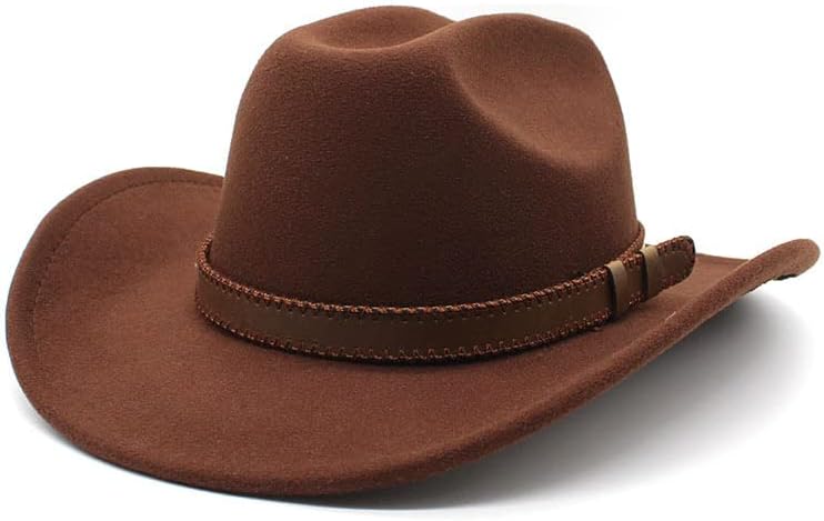 Classic Western Cowboy Hat, Black Felt with Brown Leather Band