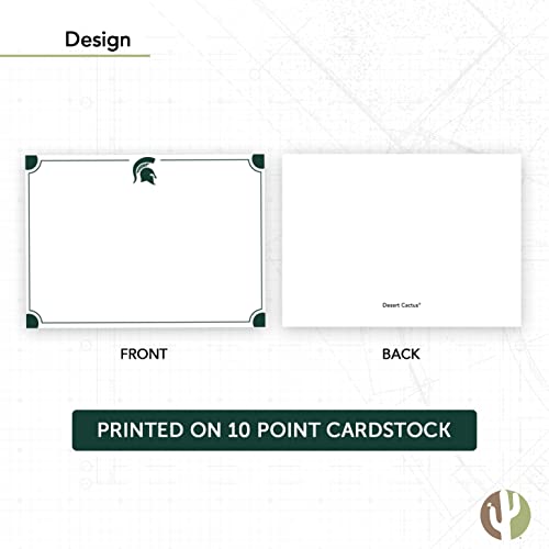 Image of Desert Cactus Michigan State University 10 Pack Notecards Stationery Cardstock Spartans MSU Includes Envelopes Memo Party Thank You (Notecard 4a)