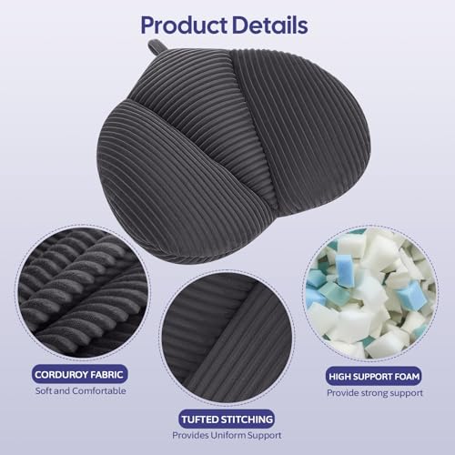 PRIMEPATIO Lumbar Support Pillow for Recliner, Back Support Pillow for Office Chair, Back Cushion with Shredded Foam for Back Pain Relief & Reading, Lumbar Cushions for Couch, Sofa Seat, Car, Grey