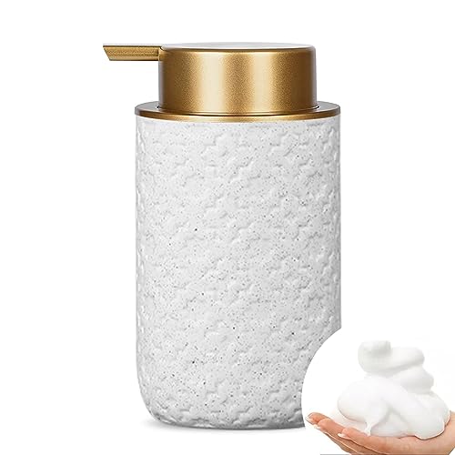 Distributeur de Savon en céramique Beige avec Pompe dorée