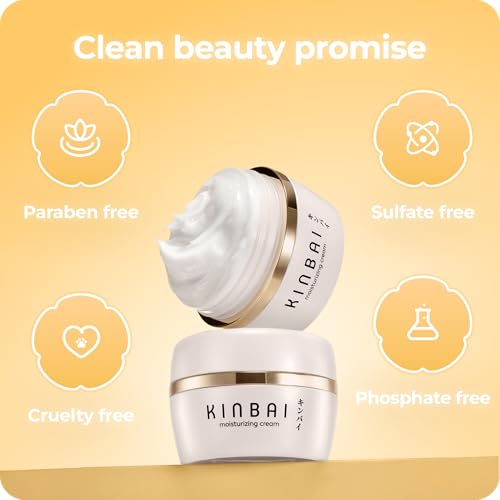Kinbai Face Cream Moisturizer for Women, Facial Lotion for Dry Skin, Hydrating Face Moisturizer, Moisturizing Collagen Peptide Cream, Japanese Skin Care, Made in Japan, 1.7 Fl.Oz, Light Fragrance.