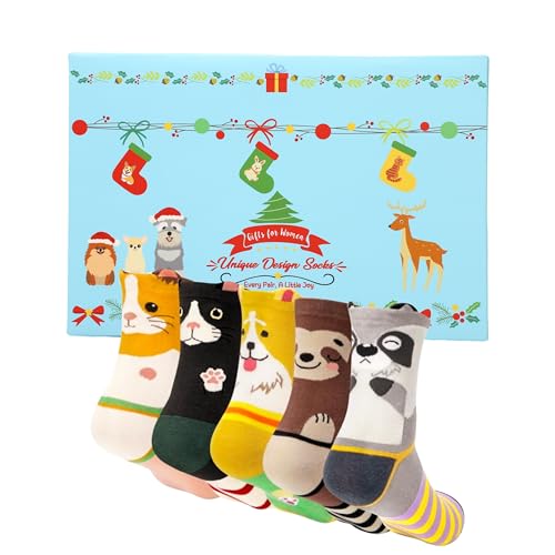 Chalier Cozy 5 Pares de Calcetines para Mujer con Diseños Adorables de Gatos y Perros, Estampados de Animales, Calcetines Divertidos de Algodón, Regalo para Mujeres, Talla Única(Hámster) Chalier Cozy 5 Pares de Calcetines para Mujer con Diseños Adorables de Gatos y Perros, Estampados de Animales, Calcetines Divertidos de Algodón, Regalo para Mujeres, Talla Única(Hámster)