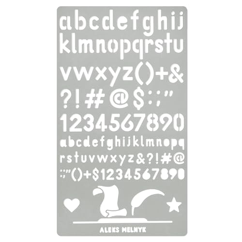 Aleks Melnyk No.34.3 Metal Wood Burning Alphabet and Number Stencil, Letter Template, Journal Stencil for Engraving Wood and Pattern, Bullet Journaling