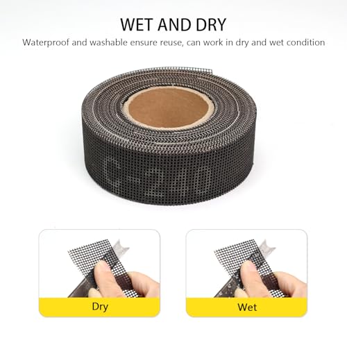 Image of SCOTTCHEN Sanding Rolls /Plumbing Sanding Cloth 1-1 /2 inch x 11yd (33 ft) / Plumber's Double Side Open Mesh /Silicon Carbide Grit #240-1Roll
