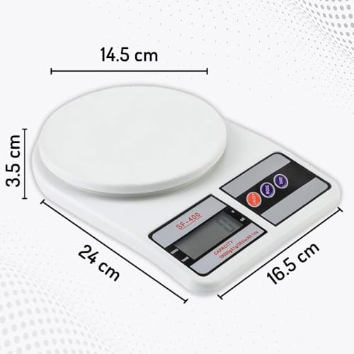 Image of Digital Kitchen Food Weighing Scale For Healthy Living, Home Baking, Cooking, Fitness & Balanced Diet. | Weighing Scale With Digital Display SF 400 10Kg x 1gms (SF 400 WHT)