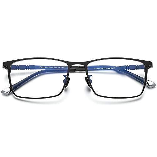 Image of FONEX Titanium Glasses Frame for Men,Square Eyewear Full Optical Eyeglasses F85641