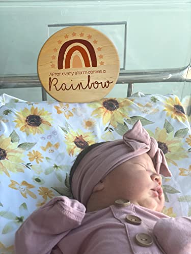 Nana's Little Angels Large Rainbow Double-Sided Baby Announcement Sign 6.5 Inch “Hello Baby” Newborn Baby Name Announcement Wooden Sign With Black Paint Marker Birth Announcement Sign For Hospital #TOP3