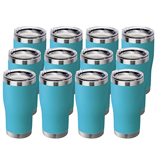 Image of HASLE OUTFITTERS 20 oz Tumbler Bulk, Stainless Steel Tumblers with Lid, Vacuum Insulated Tumbler, Double Wall Powder Coated Cup, coffee mugs, Sky Blue, 12 Pack