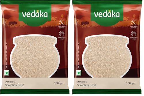 Image of Amazon Brand - VEDAKA Roasted Semolina (Suji), 500 g (Pack of 2)