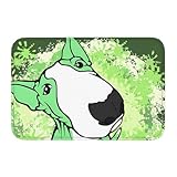 WVVZHDS Alfombra Baño Absorbente Alfombra de Dormitorio con diseño de Perro Bull Terrier inglés, Color Verde, para Cocina, Puerta de Entrada, decoración del hogar