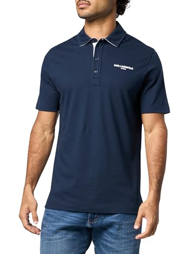 Polo Karl Lagerfeld Paris para hombre, manga corta, cuello recto, ajuste regular con logo en el pecho miniatura 1