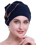osvyo Cotton Chemo Hat Beanie Headwear for Women-Soft Cap Cancer for Hair Loss Navy Blue