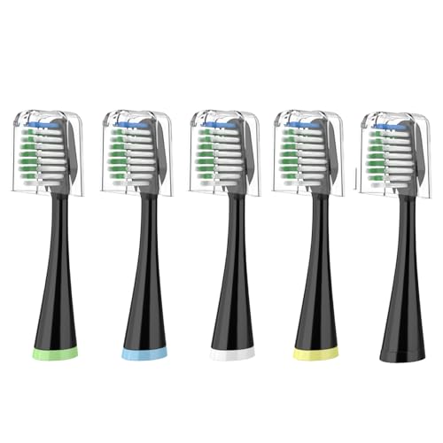 Replacement Toothbrush Heads for Waterpik Complete Care 5.0/9.0 (CC-01/WP-862) with Covers 5 Count Black