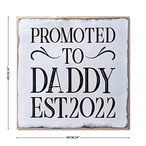 Panneau bois suspendre Promoted To Daddy First Time 40,6 cm plaque decorative mur - 2
