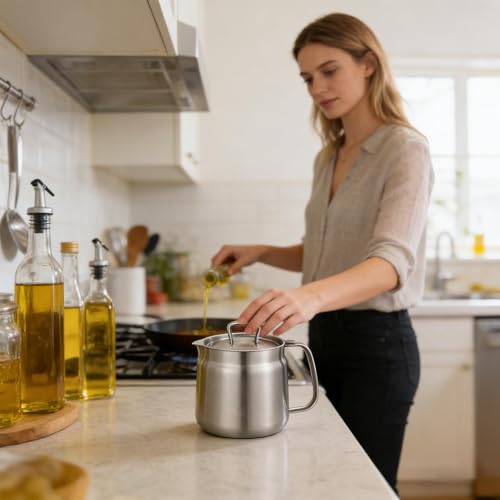 Recipiente de almacenamiento de grasa para cocina de apartamento 3