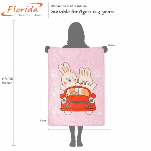 Image of Florida All Season AC Baby Blanket Swaddler Wrapper Flannel Soft and Comfortable for 0-5 Years Babies with Adorable Prints and Designs (Happy Pink)