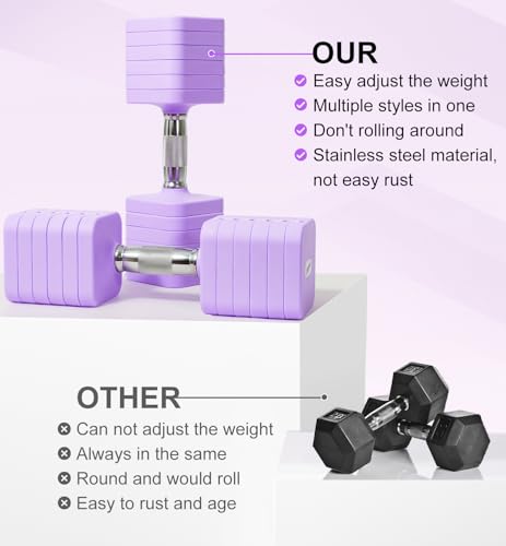 Image of 15LB 20LB 30LB 40LB 50LB Adjustable Dumbbell Set Free Weights Dumbbells Set for Women Men Hand Weights Sets Adjust Dumbbell Weight Sets for Home Gym Exercise Workout Strength Training Equipments