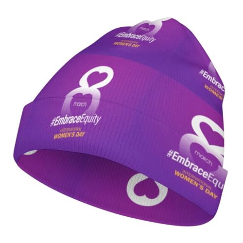 International Women's Day 2023 Kids Beanie Hat for for Girls Boys Children Cap Winter Knitted Chemo Cancer Headwear Accessories Gifts Decoration Black