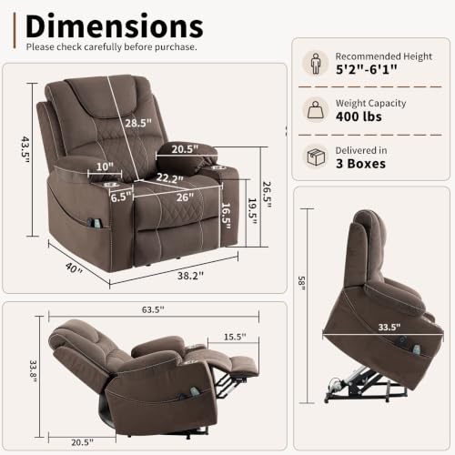 Image of Power Lift Recliner for Elderly, 400 LBS, 26 inch Wide, Big and Tall